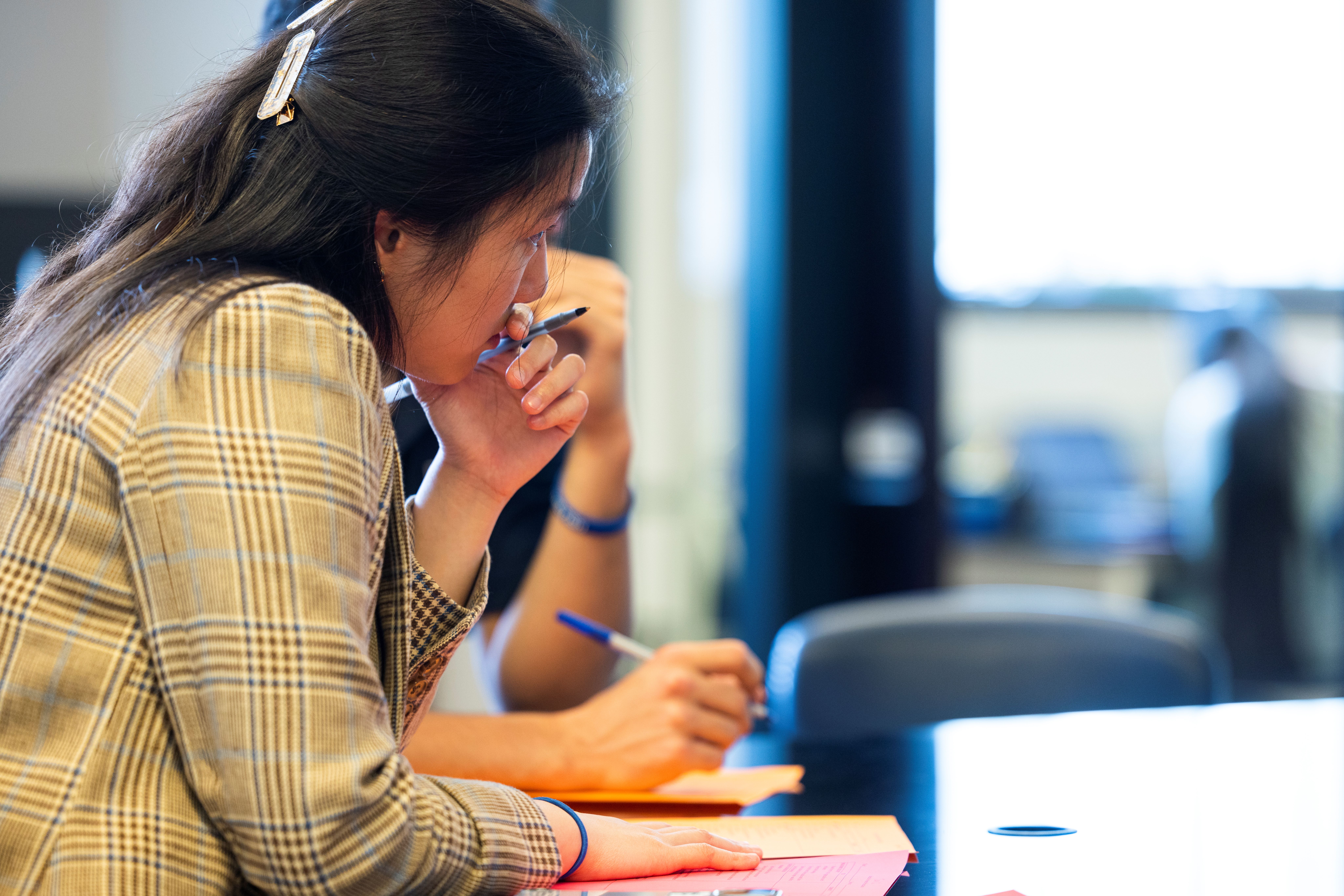 Student in the library